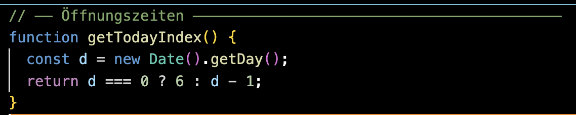 Beispiel für JavaScript-Code zur Ermittlung des Wochentags